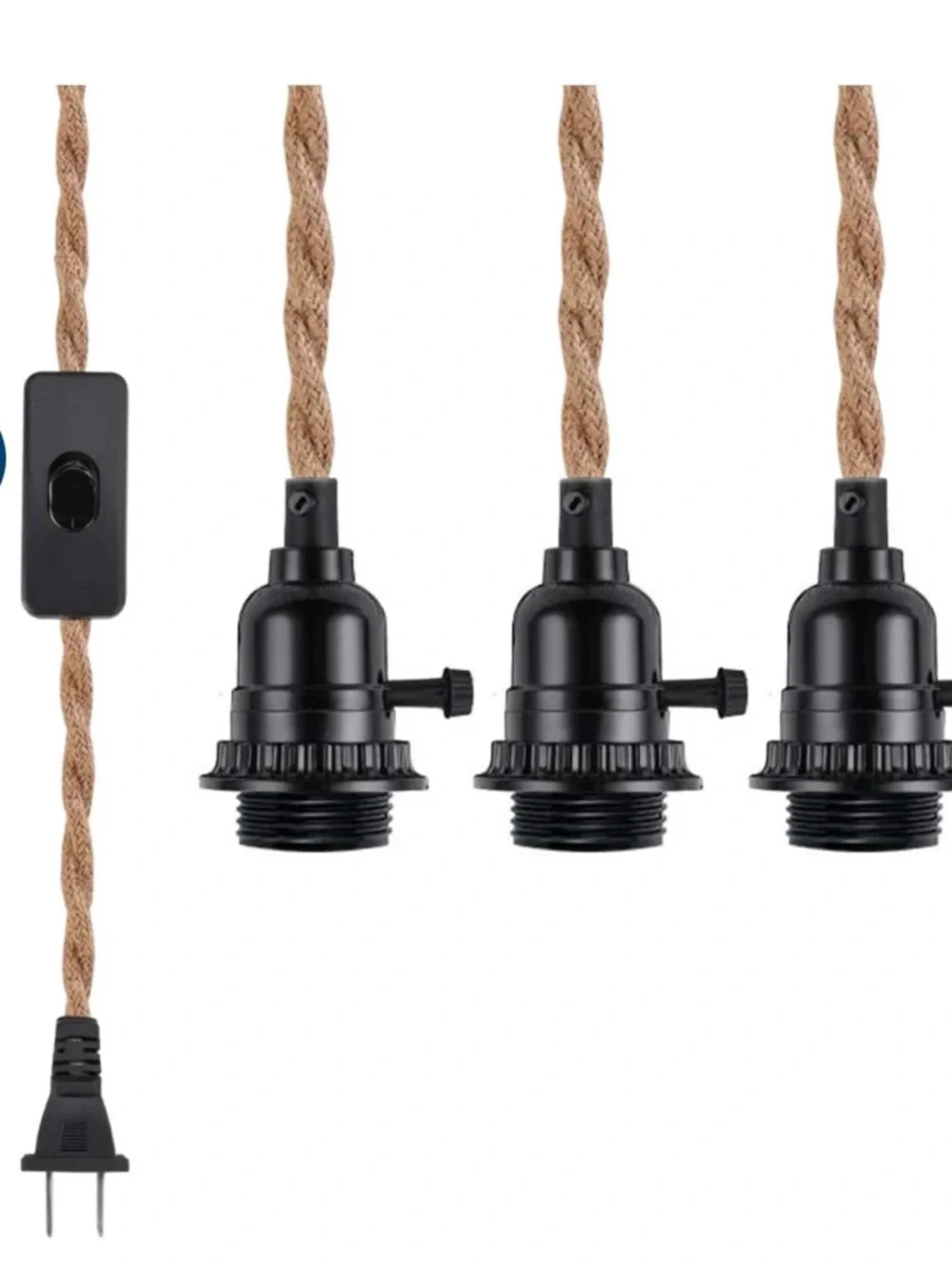 Ophelia & Co. Hemp Rope 3-Light Plug-In Pendant Kit - Natural Brown